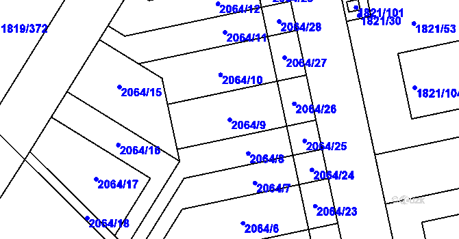 Parcela st. 2064/9 v KÚ Buštěhrad, Katastrální mapa