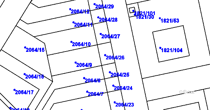 Parcela st. 2064/26 v KÚ Buštěhrad, Katastrální mapa