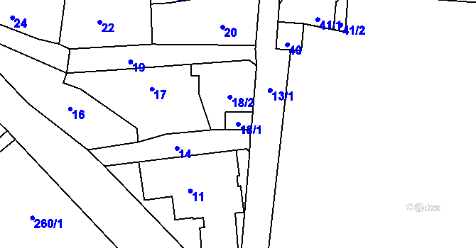 Parcela st. 18/1 v KÚ Buštěhrad, Katastrální mapa
