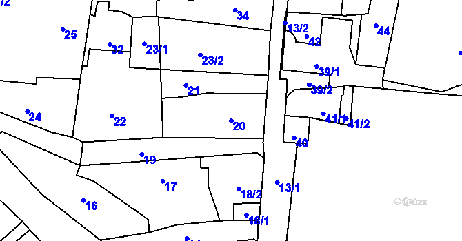 Parcela st. 20 v KÚ Buštěhrad, Katastrální mapa