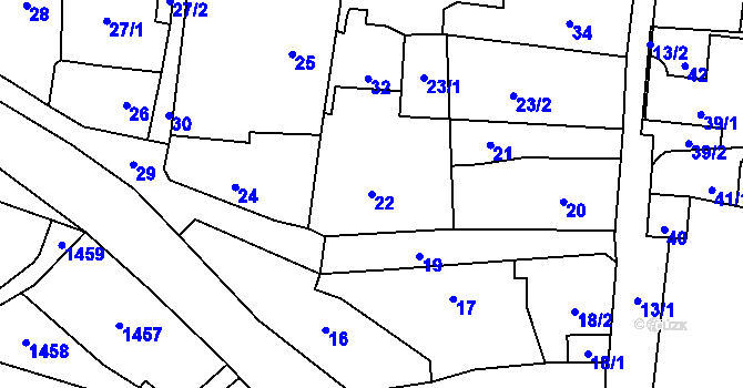 Parcela st. 22 v KÚ Buštěhrad, Katastrální mapa