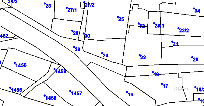 Parcela st. 24 v KÚ Buštěhrad, Katastrální mapa