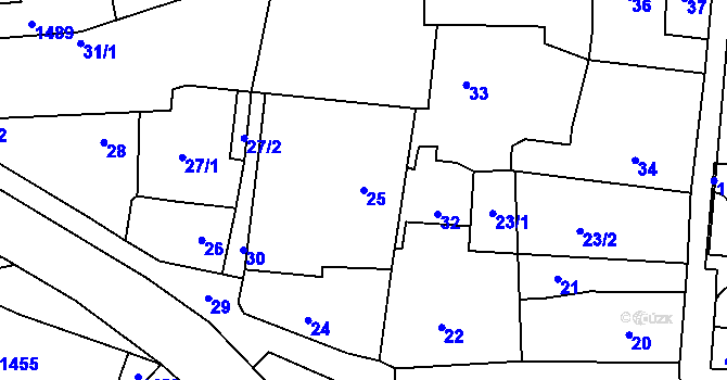 Parcela st. 25 v KÚ Buštěhrad, Katastrální mapa