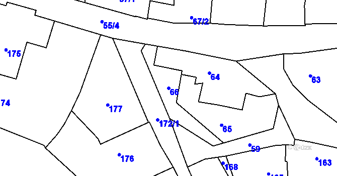 Parcela st. 66 v KÚ Buštěhrad, Katastrální mapa