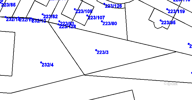 Parcela st. 223/3 v KÚ Buštěhrad, Katastrální mapa