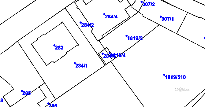 Parcela st. 284/5 v KÚ Buštěhrad, Katastrální mapa