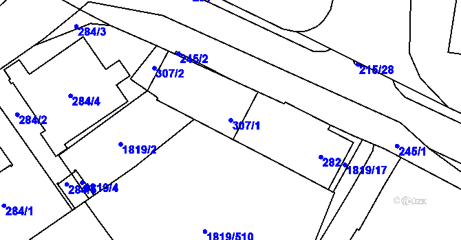 Parcela st. 307/1 v KÚ Buštěhrad, Katastrální mapa