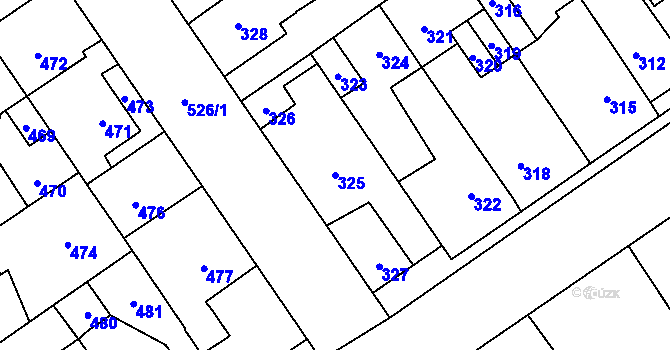 Parcela st. 325 v KÚ Buštěhrad, Katastrální mapa