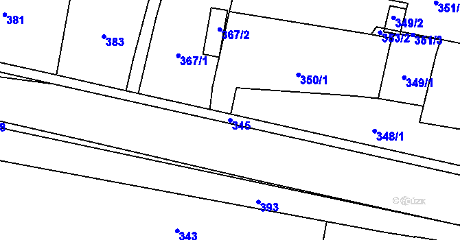 Parcela st. 345 v KÚ Buštěhrad, Katastrální mapa