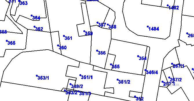 Parcela st. 356 v KÚ Buštěhrad, Katastrální mapa