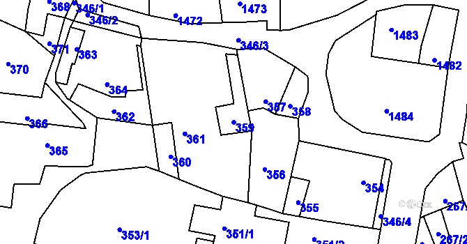 Parcela st. 359 v KÚ Buštěhrad, Katastrální mapa