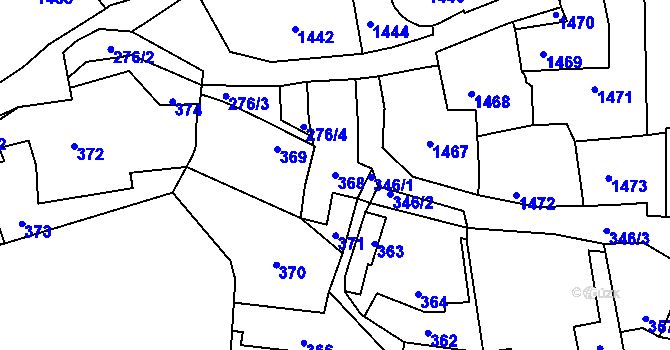 Parcela st. 368 v KÚ Buštěhrad, Katastrální mapa