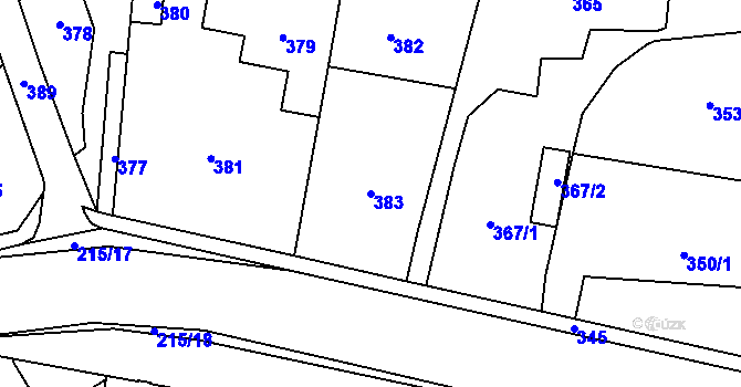 Parcela st. 383 v KÚ Buštěhrad, Katastrální mapa
