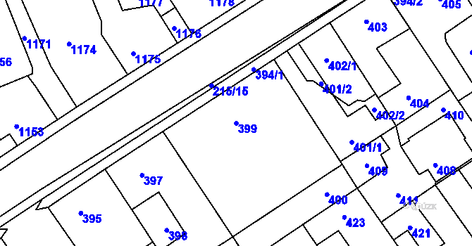 Parcela st. 399 v KÚ Buštěhrad, Katastrální mapa
