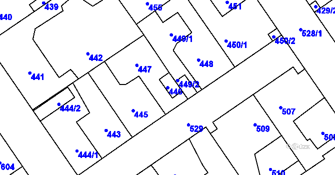 Parcela st. 446 v KÚ Buštěhrad, Katastrální mapa