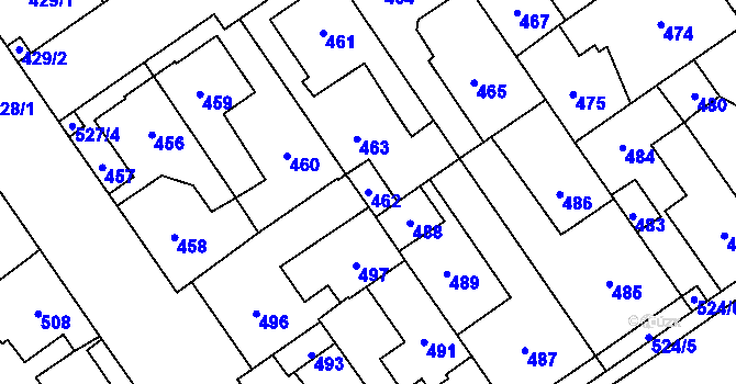 Parcela st. 462 v KÚ Buštěhrad, Katastrální mapa