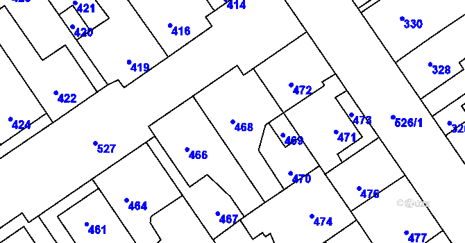 Parcela st. 468 v KÚ Buštěhrad, Katastrální mapa