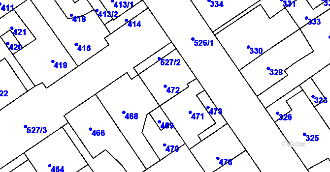Parcela st. 472 v KÚ Buštěhrad, Katastrální mapa