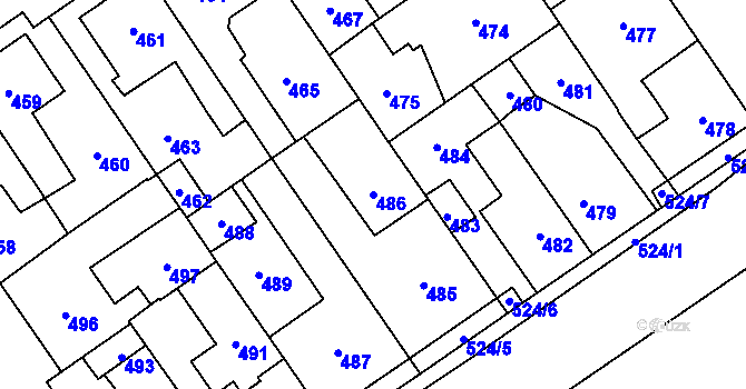 Parcela st. 486 v KÚ Buštěhrad, Katastrální mapa