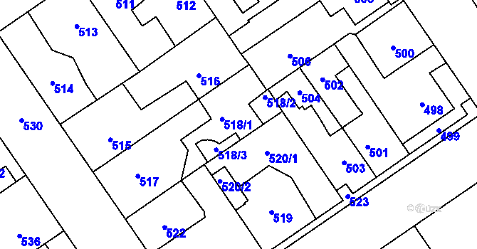 Parcela st. 518 v KÚ Buštěhrad, Katastrální mapa