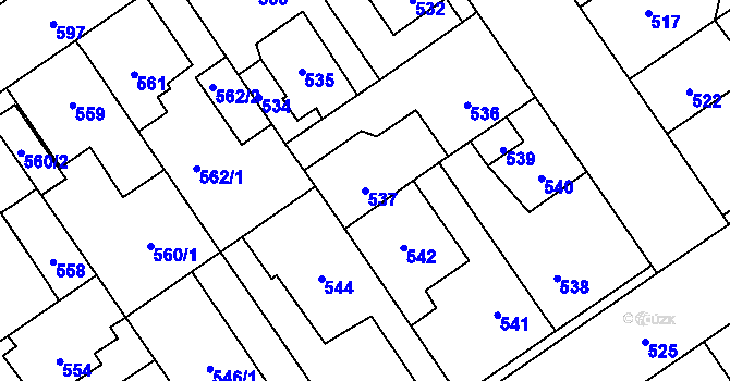 Parcela st. 537 v KÚ Buštěhrad, Katastrální mapa