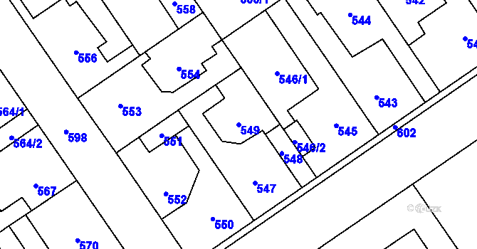 Parcela st. 549 v KÚ Buštěhrad, Katastrální mapa