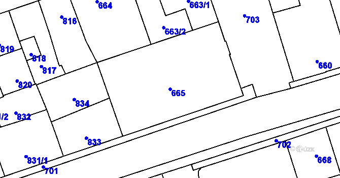 Parcela st. 665 v KÚ Buštěhrad, Katastrální mapa