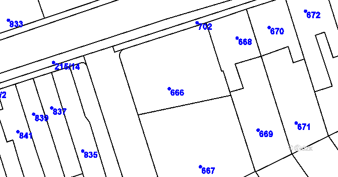 Parcela st. 666 v KÚ Buštěhrad, Katastrální mapa