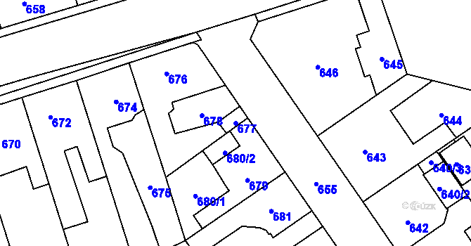 Parcela st. 677 v KÚ Buštěhrad, Katastrální mapa