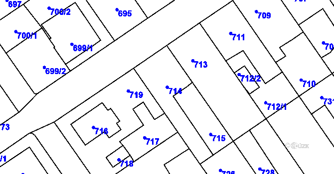 Parcela st. 714 v KÚ Buštěhrad, Katastrální mapa