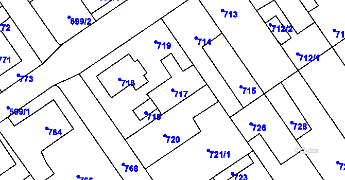 Parcela st. 717 v KÚ Buštěhrad, Katastrální mapa