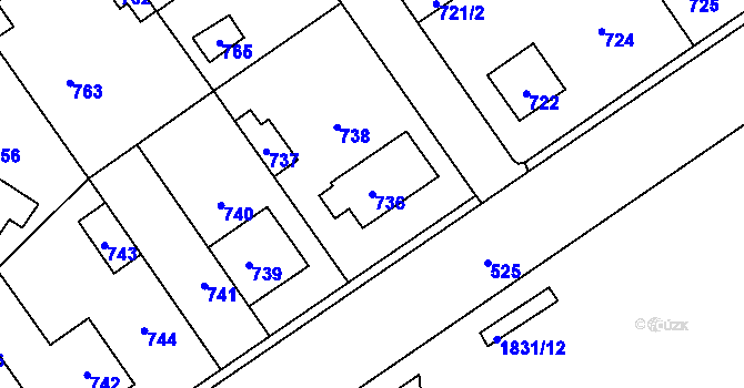 Parcela st. 736 v KÚ Buštěhrad, Katastrální mapa