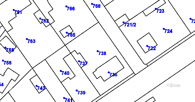 Parcela st. 738 v KÚ Buštěhrad, Katastrální mapa