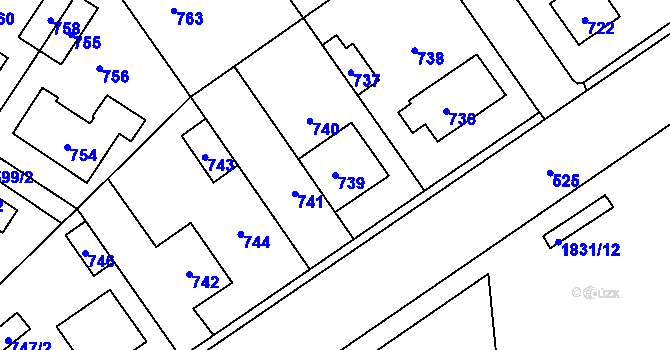 Parcela st. 739 v KÚ Buštěhrad, Katastrální mapa