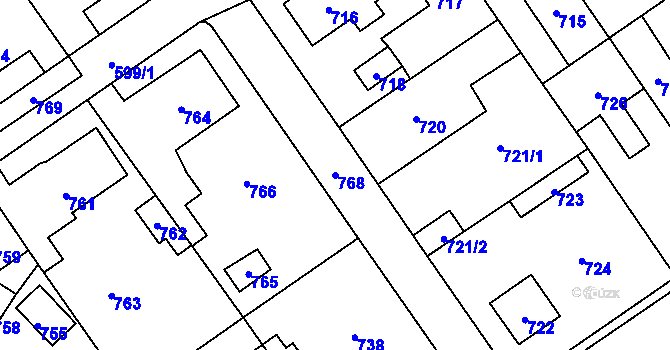 Parcela st. 768 v KÚ Buštěhrad, Katastrální mapa