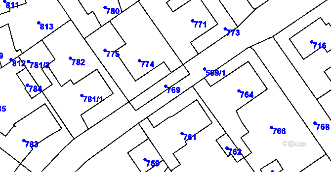 Parcela st. 769 v KÚ Buštěhrad, Katastrální mapa
