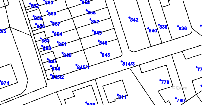 Parcela st. 843 v KÚ Buštěhrad, Katastrální mapa