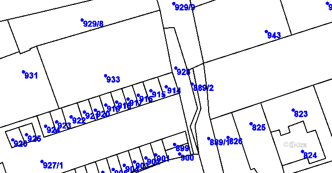 Parcela st. 914 v KÚ Buštěhrad, Katastrální mapa