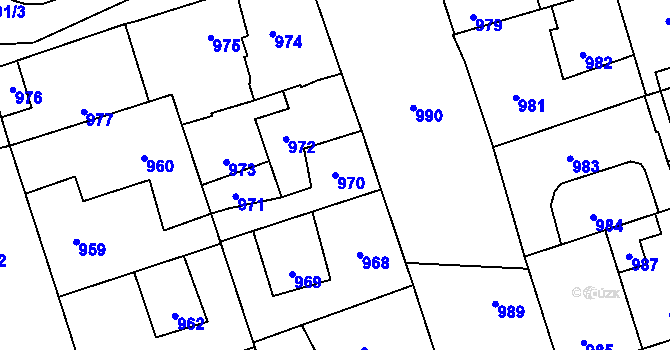Parcela st. 970 v KÚ Buštěhrad, Katastrální mapa