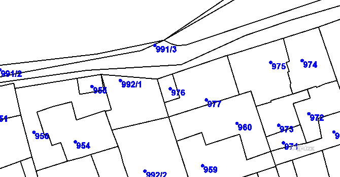Parcela st. 976 v KÚ Buštěhrad, Katastrální mapa