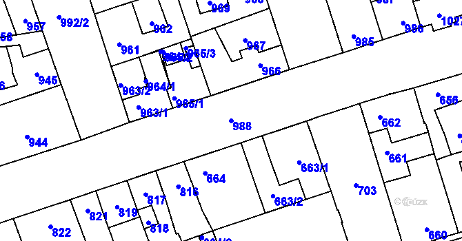 Parcela st. 988 v KÚ Buštěhrad, Katastrální mapa