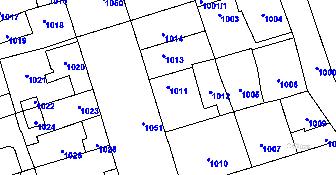 Parcela st. 1011 v KÚ Buštěhrad, Katastrální mapa