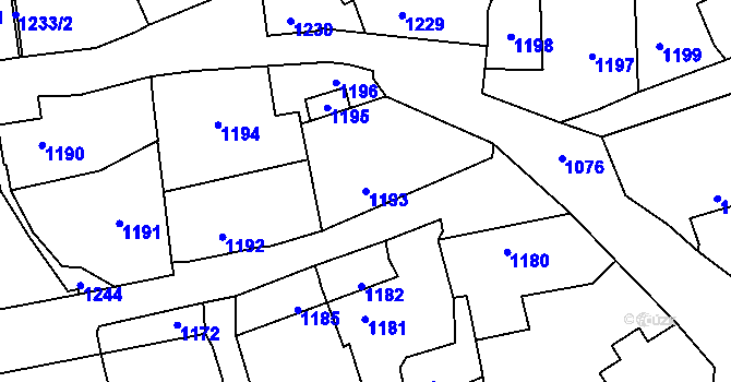 Parcela st. 1193 v KÚ Buštěhrad, Katastrální mapa