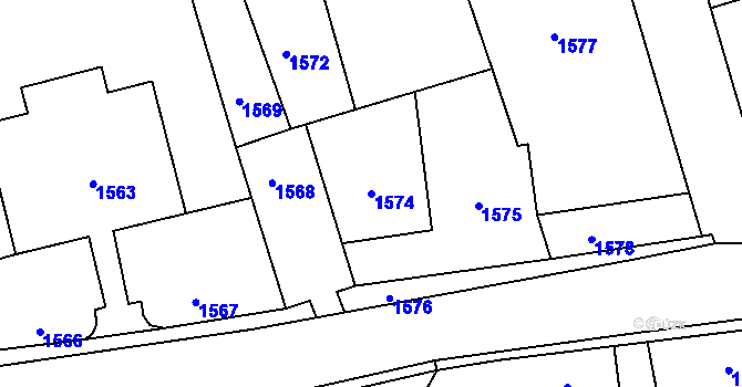 Parcela st. 1574 v KÚ Buštěhrad, Katastrální mapa