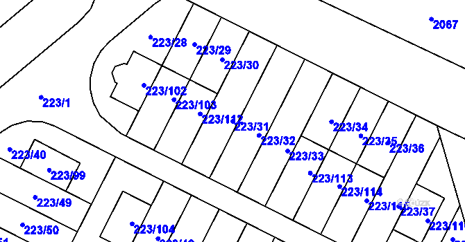 Parcela st. 223/31 v KÚ Buštěhrad, Katastrální mapa