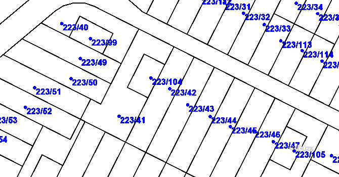 Parcela st. 223/42 v KÚ Buštěhrad, Katastrální mapa