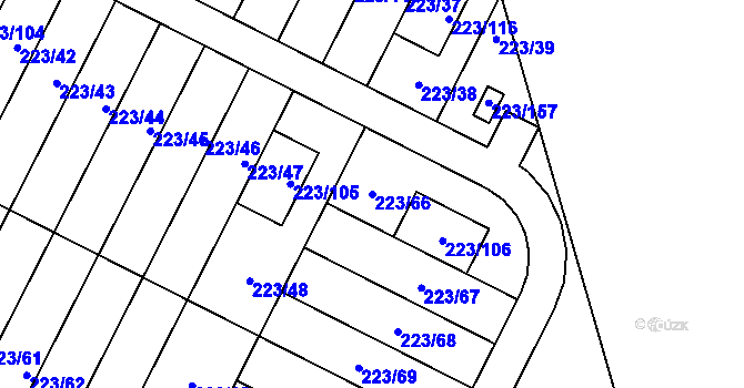 Parcela st. 223/66 v KÚ Buštěhrad, Katastrální mapa