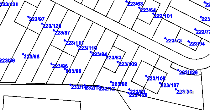 Parcela st. 223/83 v KÚ Buštěhrad, Katastrální mapa
