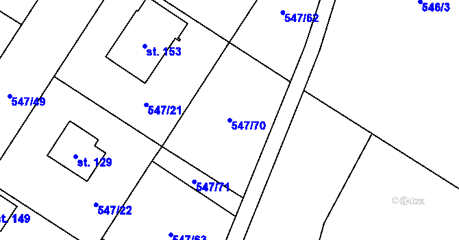 Parcela st. 547/70 v KÚ Buzice, Katastrální mapa