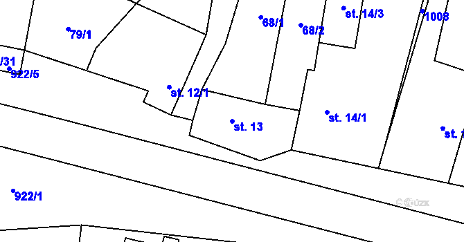 Parcela st. 13 v KÚ Buzice, Katastrální mapa